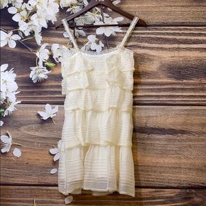 BCBGMAXAZRIA Ivory Tiered Silk Dress